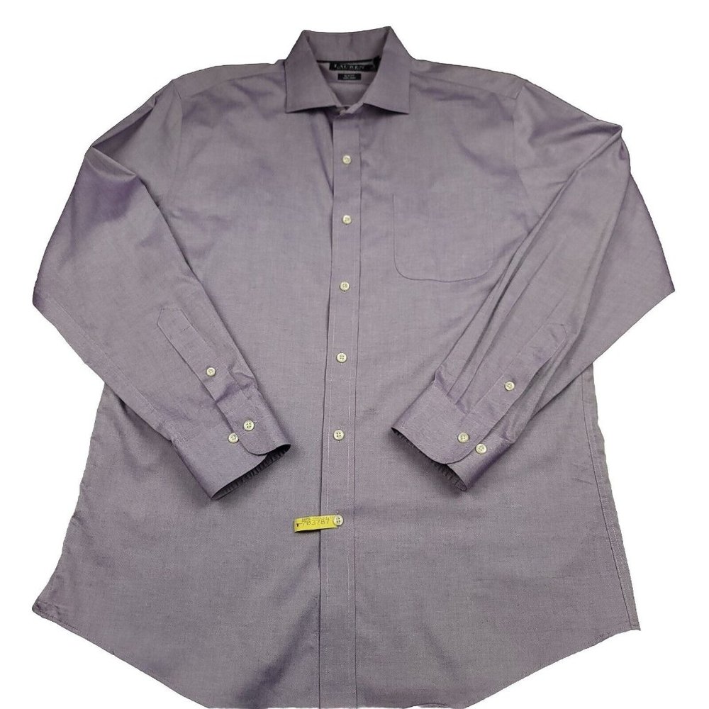 Ralph Lauren Mens 16 1/2 Shirt Black Label Purple 100% Cotton No Iron Slim Fit‎